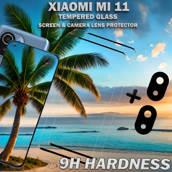 2-Pack Xiaomi Mi 11 & 2-Pack linsskydd - Härdat Glas 9H - Super kvalitet 3D
