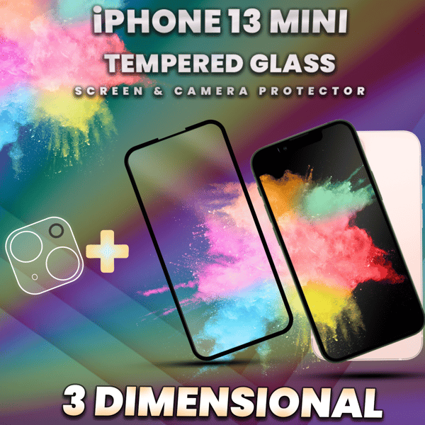 1-Pack IPHONE 13 MINI Skærmbeskyttelse & 1-Pack linsebeskyttelse - Hærdet Glas 9H - Super kvalitet 3D