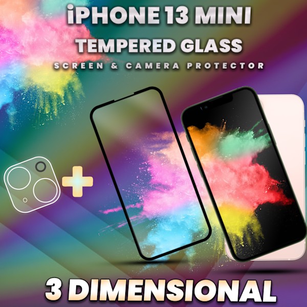 1-Pack iPhone 13 Mini - Skärmskydd & 1-Pack linsskydd - 9H Glas