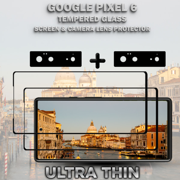 2-Pack GOOGLE PIXEL 6 Skærmbeskyttelse & 2-Pack linsebeskyttelse - Hærdet Glas 9H - Super kvalitet 3D