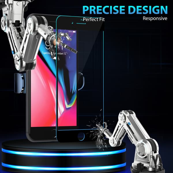 1-Pack Iphone 8 Plus Black Skærmbeskyttelse - Hærdet Glas 9H - Super kvalitet 3D
