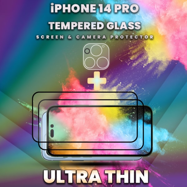 2-Pack iPhone 14 Pro - skärmskydd & linsskydd - härdat glas 9H