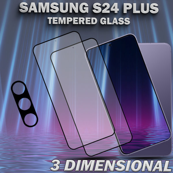 2-Pack SAMSUNG S24 PLUS Skærmbeskyttelse & 1-Pack linsebeskyttelse - Hærdet Glas 9H - Super kvalitet 3D