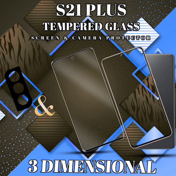 1-Pack Samsung S21 Plus Skärmskydd & 1-Pack linsskydd - Härdat Glas 9H - Super kvalitet 3D