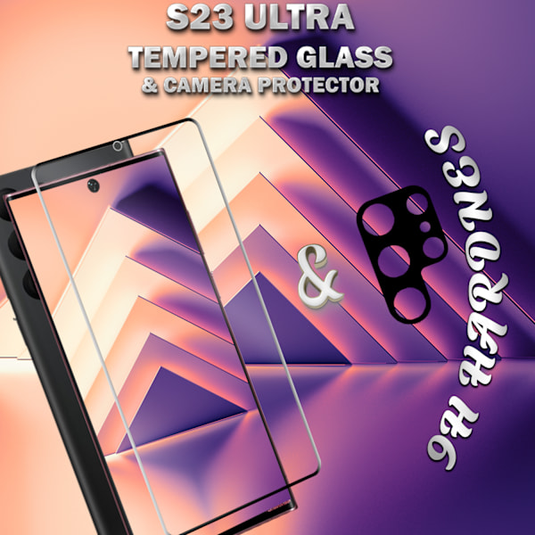1-Pack SAMSUNG S23 ULTRA Skærmbeskyttelse & 1-Pack linsebeskyttelse - Hærdet Glas 9H - Super kvalitet 3D