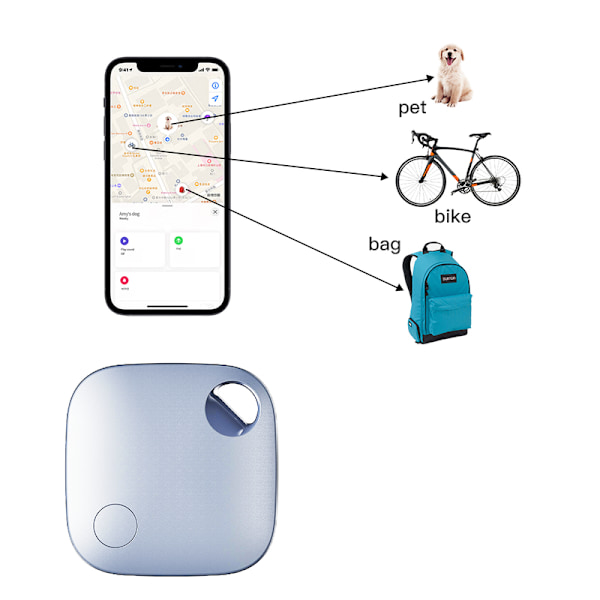 Mini GPS Tracker - Realtidsspårning, App utan Prenumeration, IP65 Vattentät för telefon, plånbok, nyckel, barn, husdjur och mer skrev det kortare