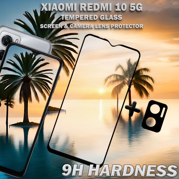 Xiaomi Redmi 10 5G & 1-Pack linsskydd - Härdat Glas 9H - Super kvalitet 3D