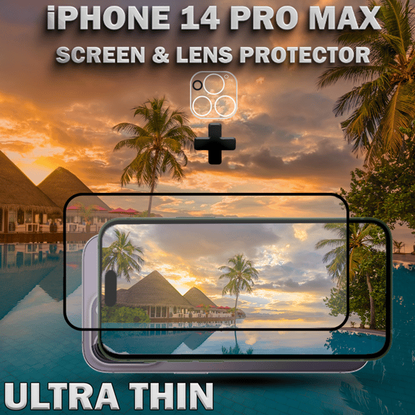 1-Pack IPHONE 14 PRO MAX Skærmbeskyttelse & 1-Pack linsebeskyttelse - Hærdet Glas 9H - Super kvalitet 3D