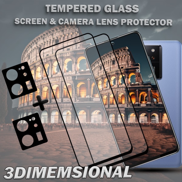 2-Pack XIAOMI 13T Skärmskydd & 2-Pack linsskydd - Härdat Glas 9H - Super kvalitet 3D