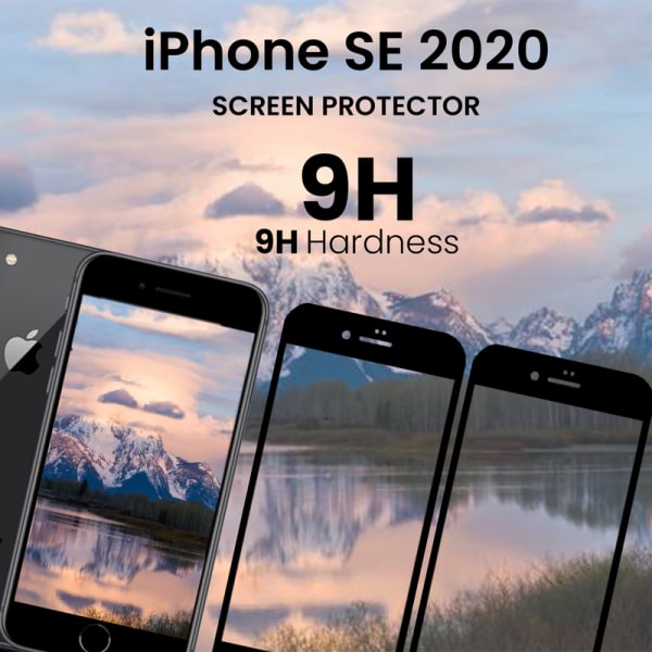 2-Pack iPhone SE 2020 Svart - Härdat Glas 9H - Super Kvalitet 3D