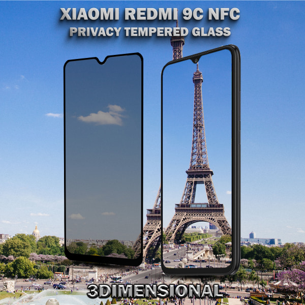 1-Pack Privacy Skärmskydd For Xiaomi 9C NFC - Härdat Glas 9H - Super Kvalitet 3D