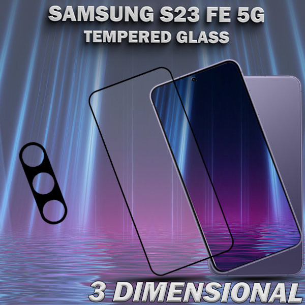 1-Pack SAMSUNG S23 FE Näytönsuoja & 1-Pack linssinsuoja - Karkaistu Lasi 9H - Super laatu 3D