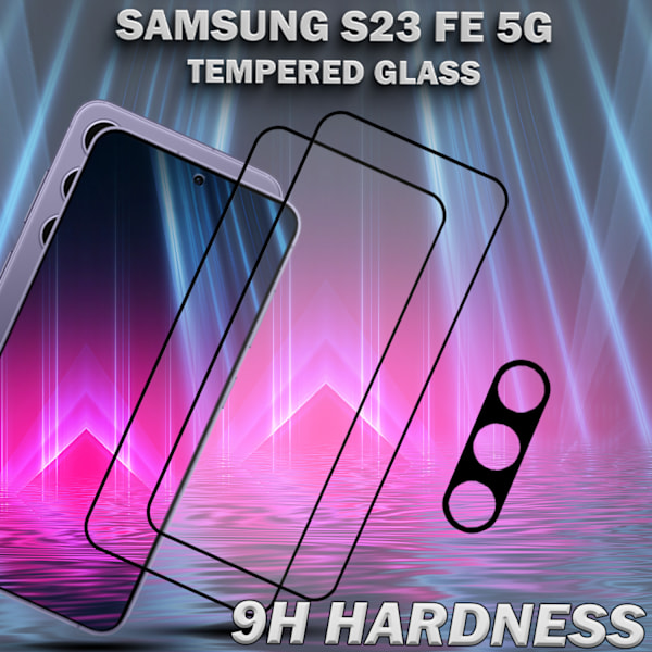 2-Pack SAMSUNG S23 FE Näytönsuoja & 1-Pack linssinsuoja - Karkaistu Lasi 9H - Super laatu 3D