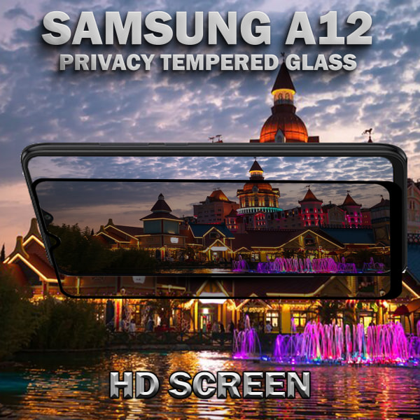 1-Pack Privacy Skärmskydd For Samsung A12 - Härdat Glas 9H - Super Kvalitet 3D