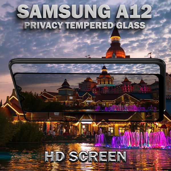 1-Pack Privacy Skärmskydd For Samsung A12 - Härdat Glas 9H - Super Kvalitet 3D