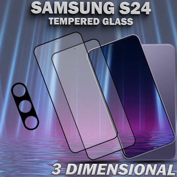 2-Pack SAMSUNG S24 Skärmskydd & 1-Pack linsskydd - Härdat Glas 9H - Super kvalitet 3D
