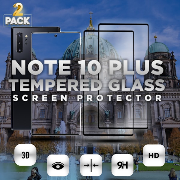 2-Pack SAMSUNG NOTE 10 PLUS Skærmbeskyttelse - Hærdet Glas 9H - Super kvalitet 3D