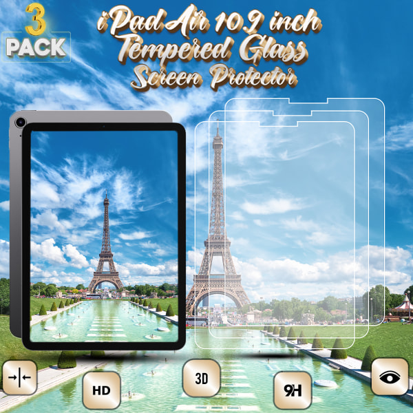3-Pack Apple iPad AIR (10.9 Inch) - Härdat Glas 9H - Super Kvalitet Skärmskydd
