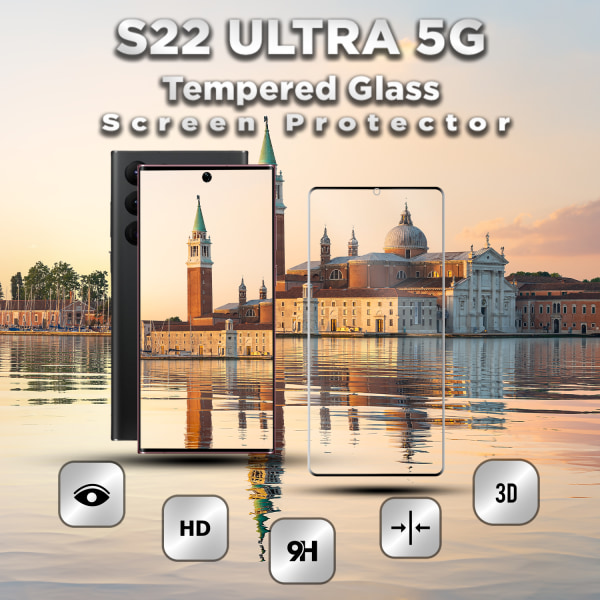 1-Pack Samsung S22 Ultra (5G) Skärmskydd - 9H Härdat Glass - 3D Super Kvalitet
