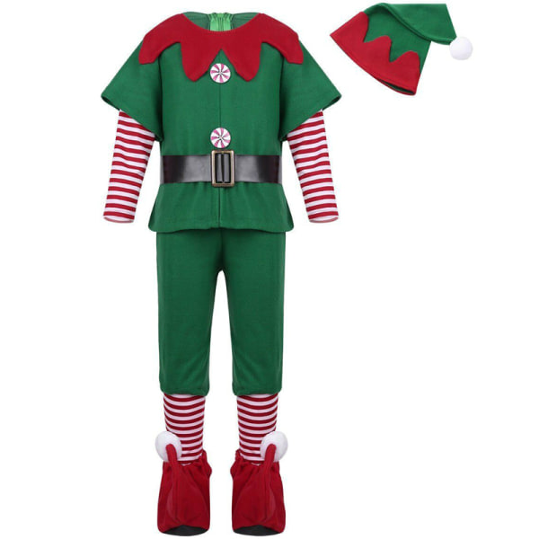 Barn Vuxen Jultomte Förälder-Barn Kostym Mjuk Cosplay Green man 110cm