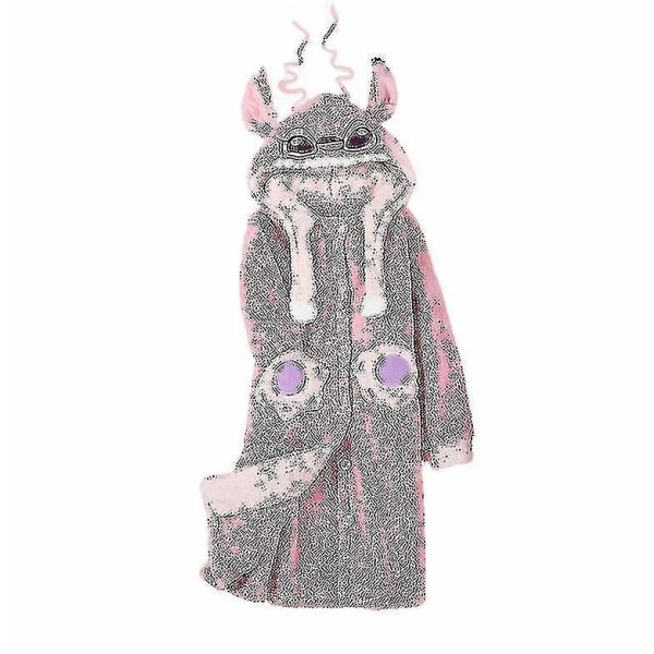 Coral Fleece Nattlinne Tecknad Stich Par Pyjamas Djur Vuxen Plus Fleece Hemkläder Höst/vinter Dark pink