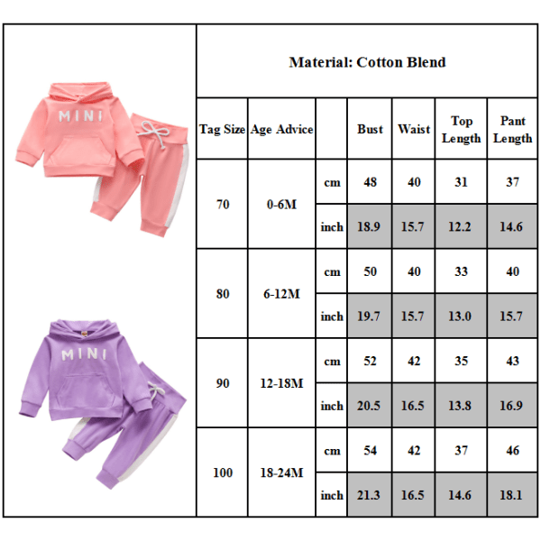 Baby Barn Flicka Långärmad Pullover Toppar Set Casual Outfits Pink 12-18M