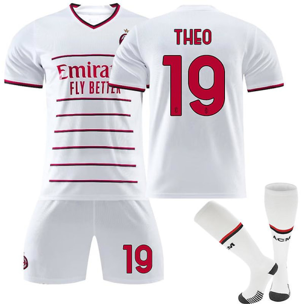 Ac Milan Away Kids Fotballskjorte for menn Treningsskjorte dress 22/23 THEO 19 Kids 18(100-110CM)