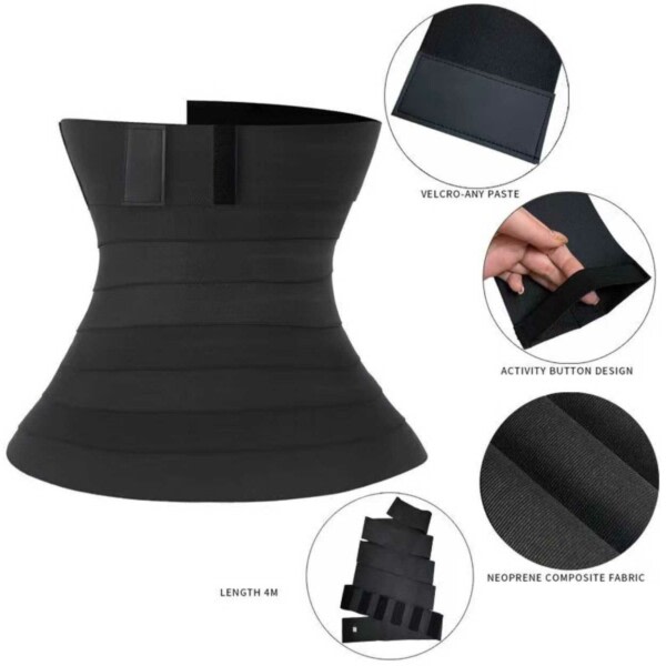 Free Size Shapewear Midjetræner - Waist Shaper 4m sort black