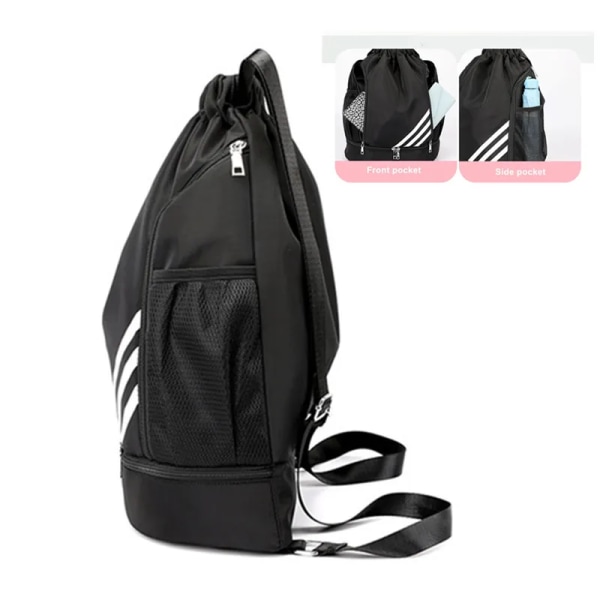 Gym Sports Bag Naisten kiristysnyöri Bolsas Black