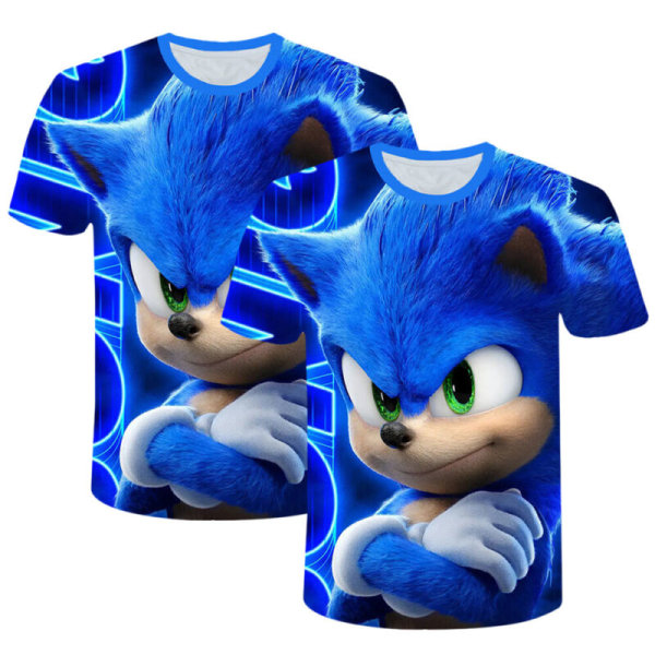 Sonic The Hedgehog Kids Boys 3D T-shirt Casual Tops Game Gift Blue 5-6 Years