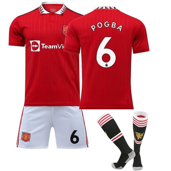 22/23 Ny fotballskjorte fra Manchester United POGBA 6 Kids 26(140-150)