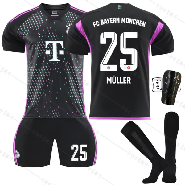 2324 Bayern Away Musta Uusi nro 10 Sane 25 Muller 13 Choupo Moting Soccer Uniform lyhyt puku paita 20