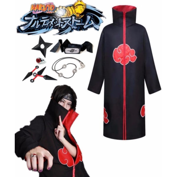 Unisex Halloween Akatsuki Cosplay-kostyme, 6 deler S