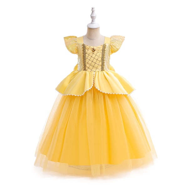 Jenter Princess Belle Dress Up Kostyme Halloween Fancy Dress 140cm