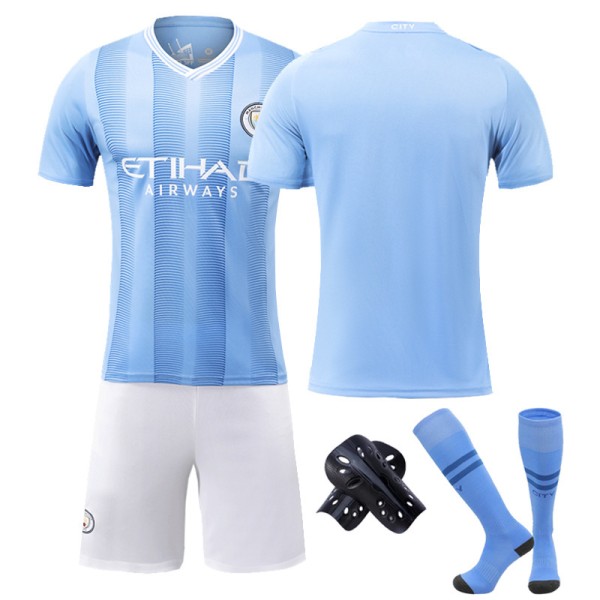 2324 Manchester City Home No. 9 Haaland No. 17 De Bruyne Jalkapallovaatteet Lasten ja aikuisten puku 26