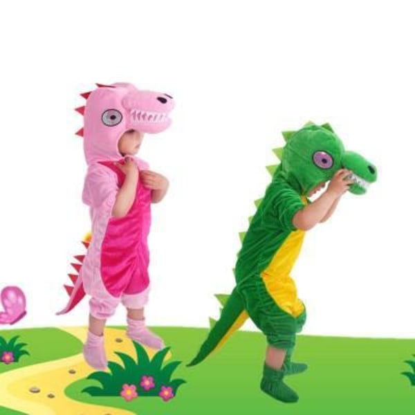 Dinosauriedräkt Unisex Barn drakdräkt utklädning dinosaurie drak Green 110 cm