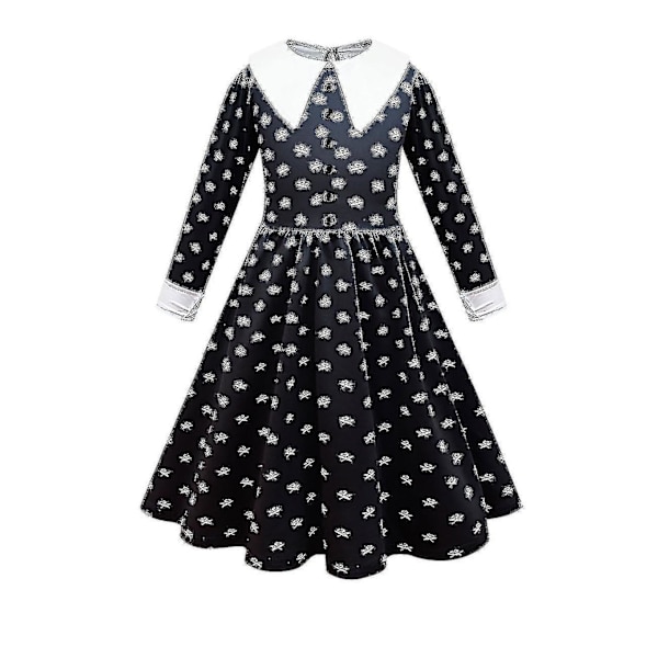 Jenter Wednesday Addams Cosplay Wednesday Danskjole Kostyme 120 cm 120