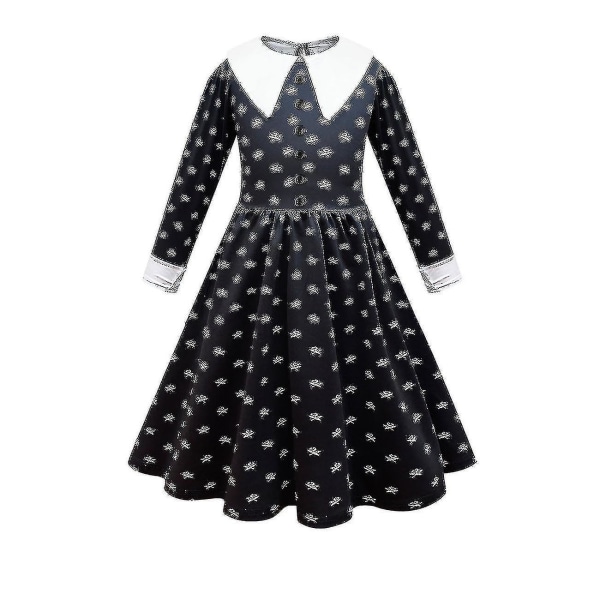 Tyttöjen Wednesday Addams Cosplay Wednesday Tanssimekko Puku 140 cm 140