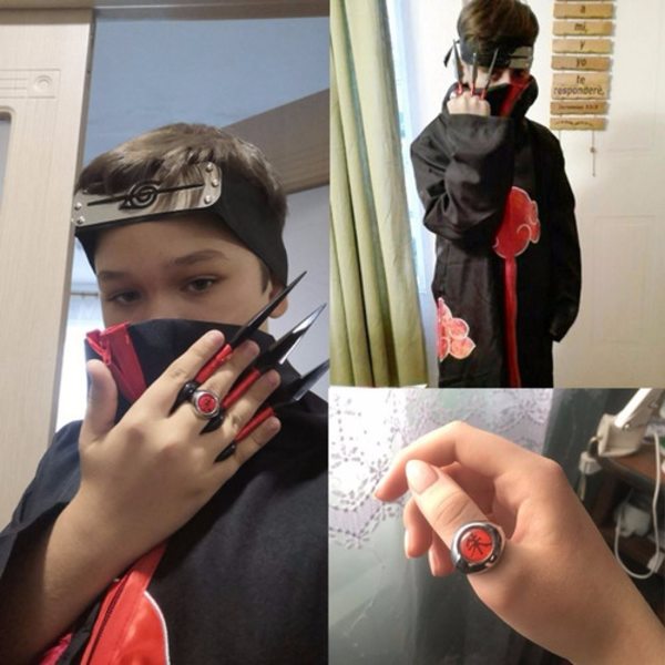 Unisex Halloween Akatsuki Cosplay-kostyme, 6 deler XS