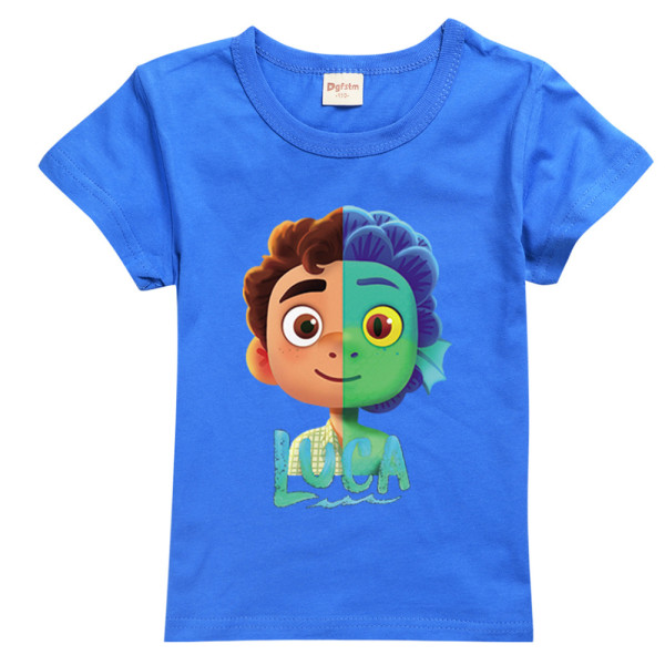 LUCA drenge sommer afslappet kortærmet tegneserie havmonster T-shirt blue 160cm