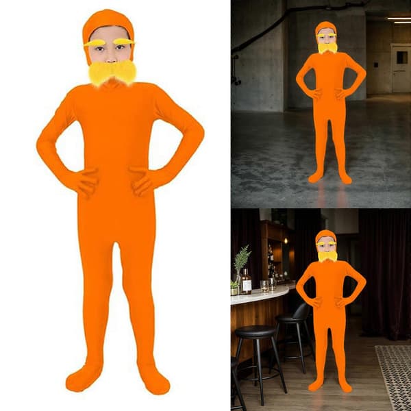 Open Face Mandarin Kostume med Overskæg & Øjenbryn til Cosplay[JUN] Child 140cm