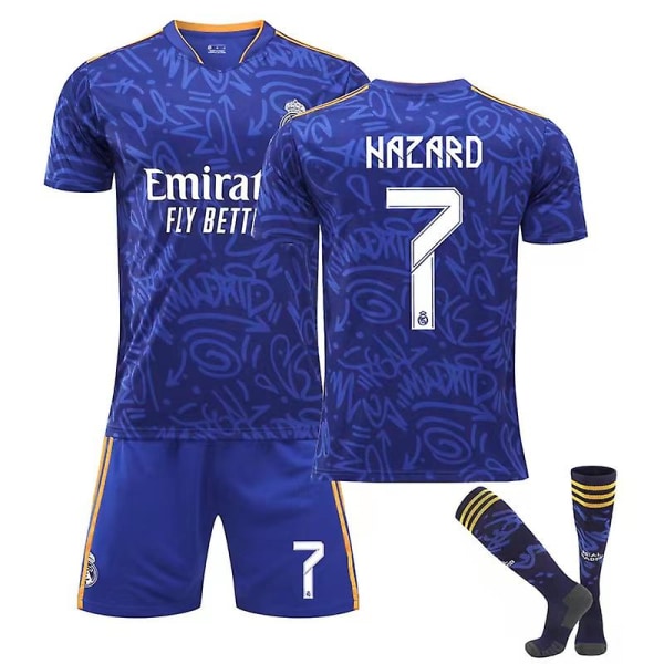 Real Madrid Away Royal Soccer Kits Fodboldtrøje T-shirt 22/23 7 Hazard 16 (90-100cm)
