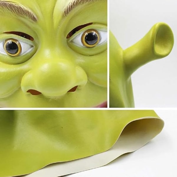 Shrek Mask Kostym Halloween Cosplay Full Head Grön Shrek Mask Latex Masker