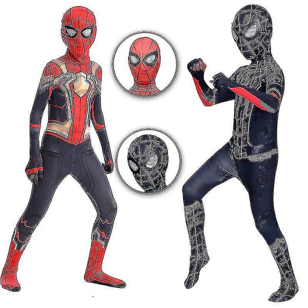 Barn Gutter Spiderman No Way Home Cosplay Kostyme Bodysuit Sett Halloween Party Jumpsuit V black 150(145-155CM)