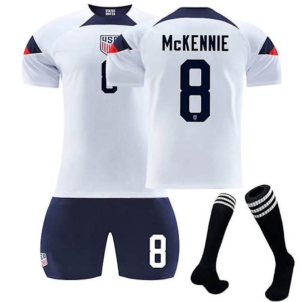 22-23 Qatar World Cup America Home Jersey Fotbollsträningsdräkt MCKENNIE 8 Kids 18(100-110CM)