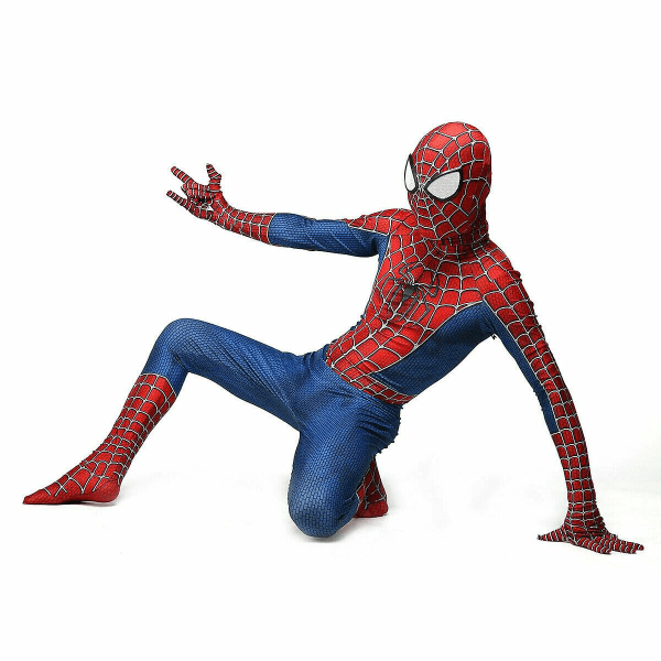 Raimi Spider Man Barn Vuxna Jumpsuit Cosplay Kostym Kostym Party Present Kids XL (140-150) -1 Aldult M (160-170)
