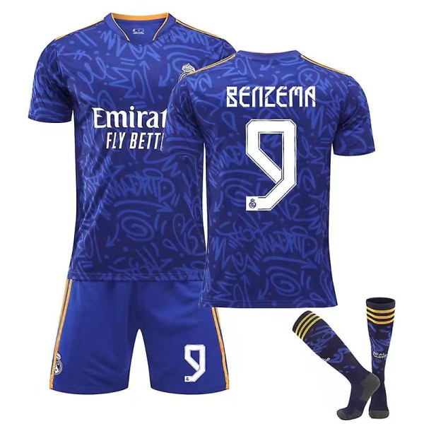 Real Madrid Borte Royal Soccer Kits Fotballdrakt T-skjorte 22/23 9 Benzema 16 (90-100cm)