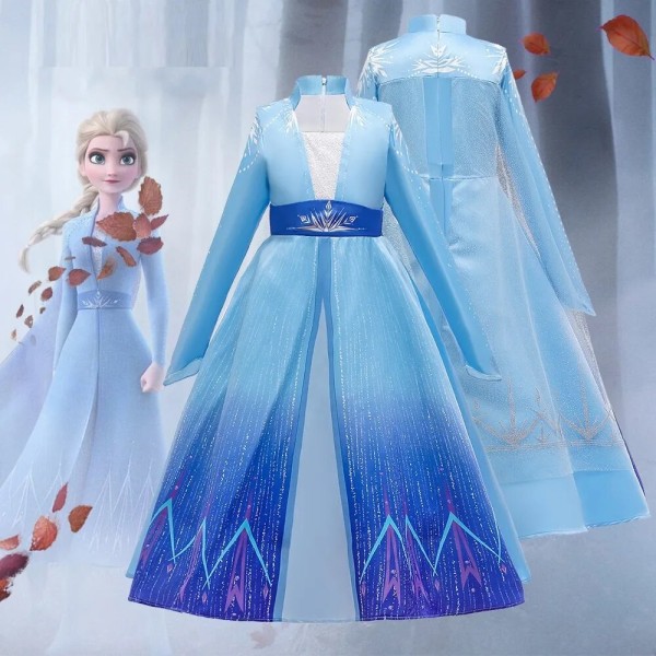 Cosplay Frozen 2 Halloween Kostymer Anna Elsa Princess Klänning Set För tjejer BX1666 Blue Size 110