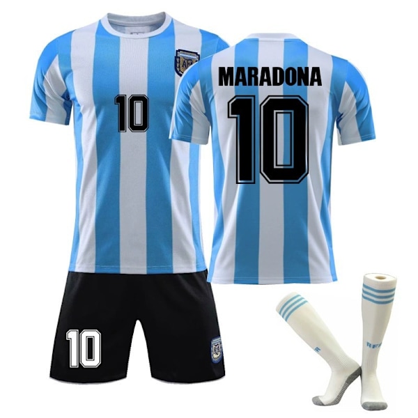 VM 1986 Argentina Maradona nr 10 Retro Fodboldtrøje se-WELLNGS Adult M（170-175cm）