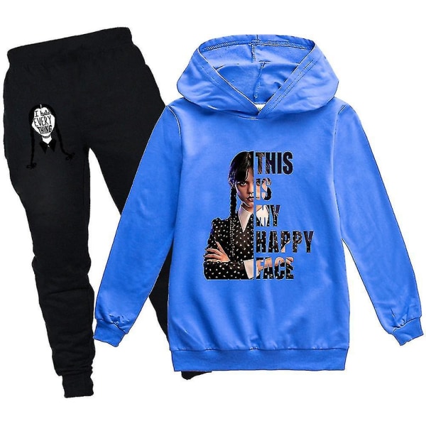 Wednesday Family Hettegenser Barn Unisex Pack Addams Sweatshirt Clothing V1 blue 150cm